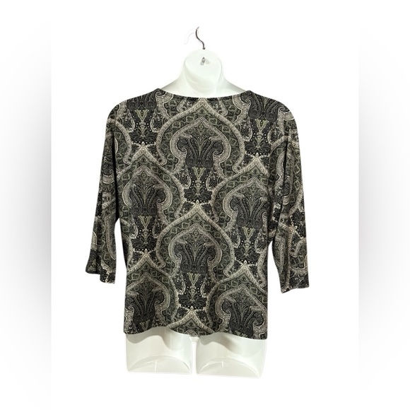 NEW, Laura, Paisley Print Top, Plus Size XXL, Black, Green & Beige - Picture 6 of 8